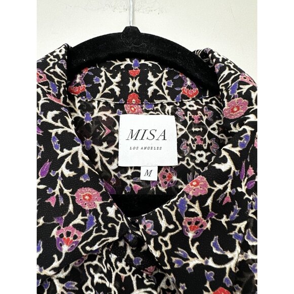 Misa Los Angeles Adora Mini Dress Black Floral Long Sleeve Ruffle Size Medium - Picture 4 of 10